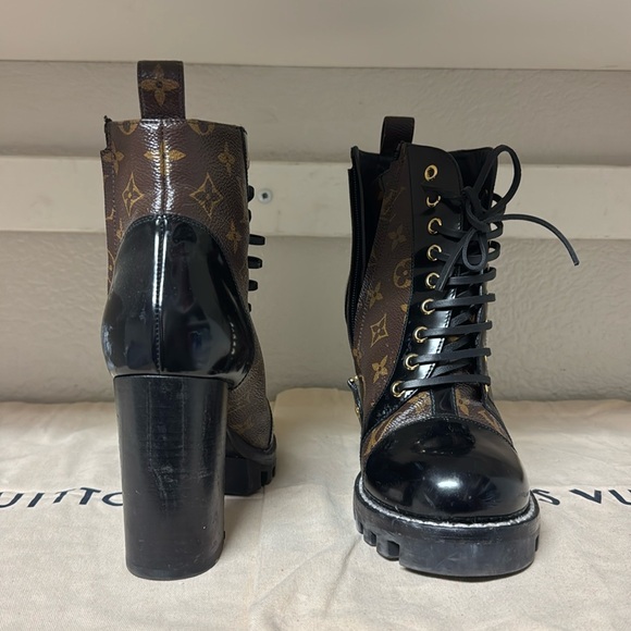 Louis Vuitton Black and Brown Heeled Boots - Picture 2 of 6
